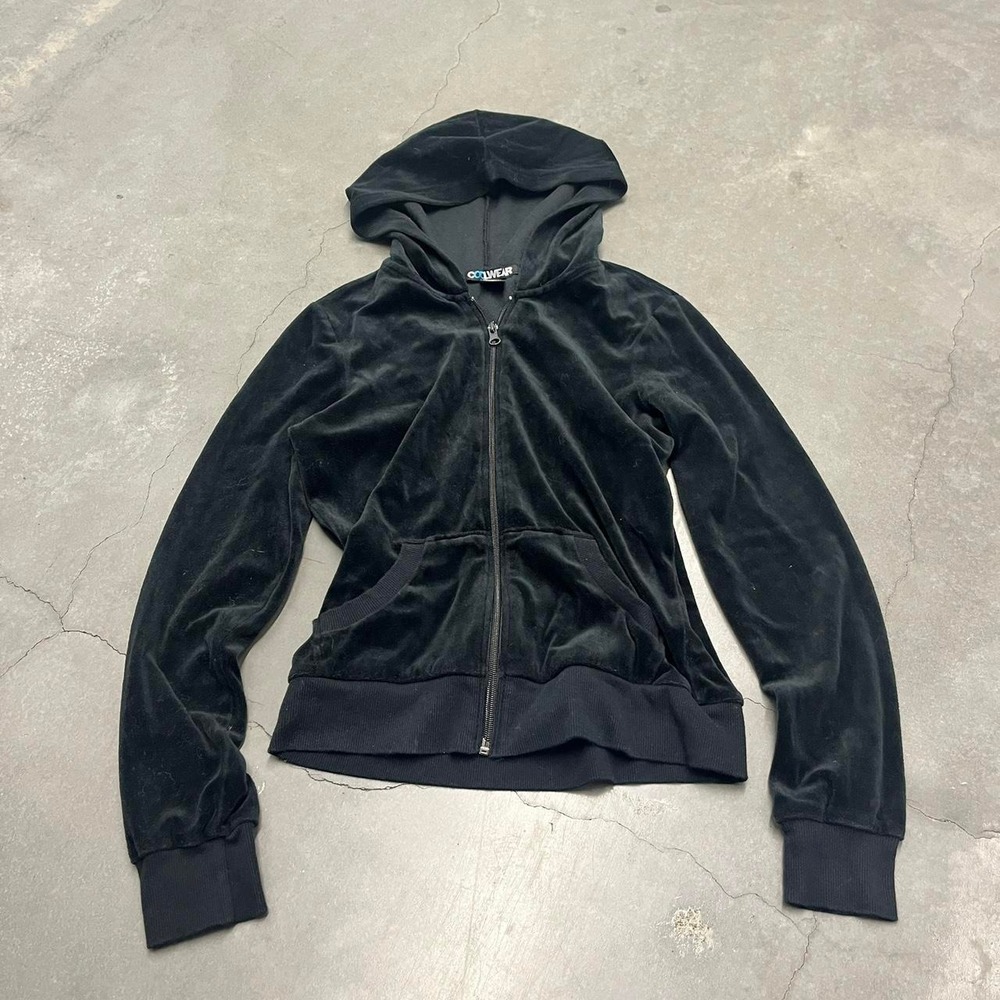 2000s velour zipup hoodie